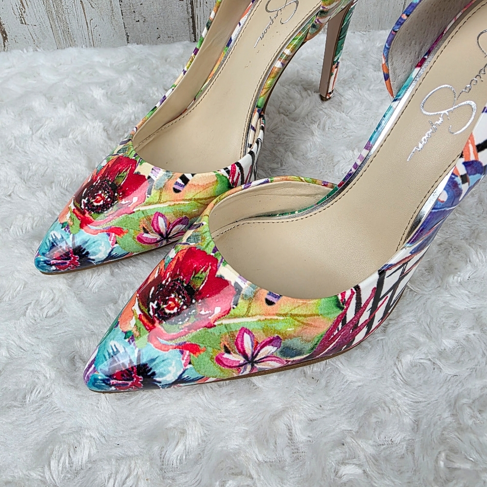 Jessica Simpson Floral d'Orsay Pump Heels Size 8.5 - Picture 4 of 10
